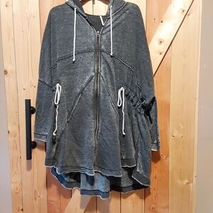 Free People Charcoal Peace It Up Cardi Hooded  Jacket